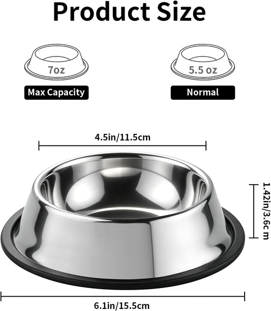 Fri4Free 2PCS 7oz Stainless Steel Non-Slip Small Cat Food Bowls