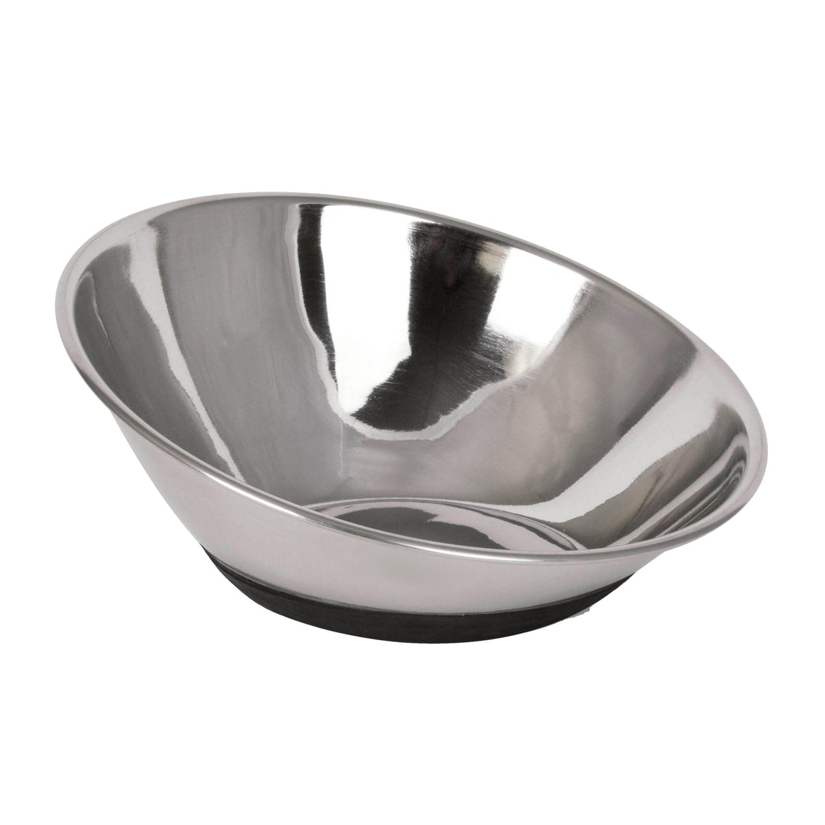Our Pets Oval Stainless Steel Cat Dish with Rubber Base, 1 Cup, Anti Slip