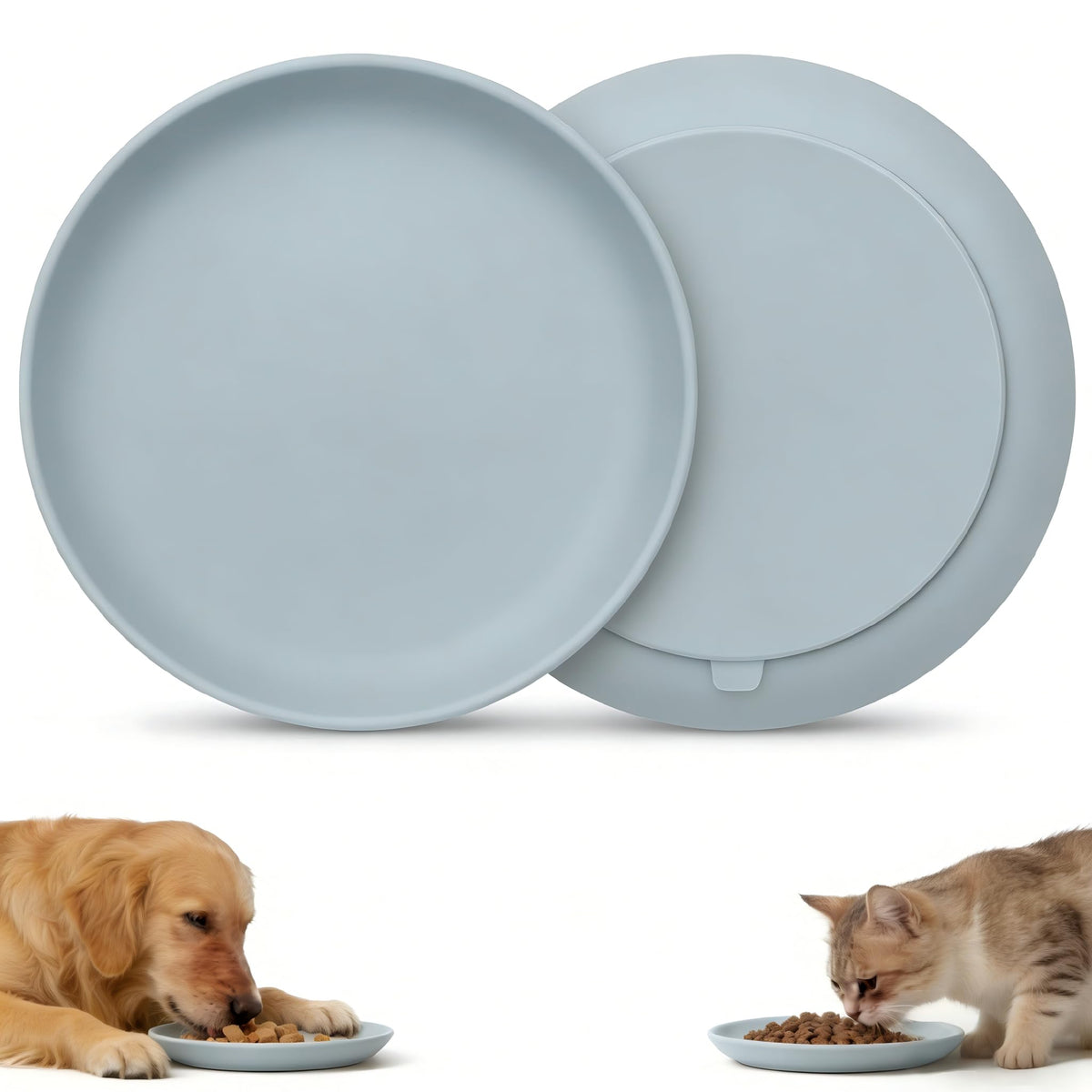Silicone Bowl for Cats Dogs, 7.1" Flat Dog Bowl Non-Slip, 1 Pcs