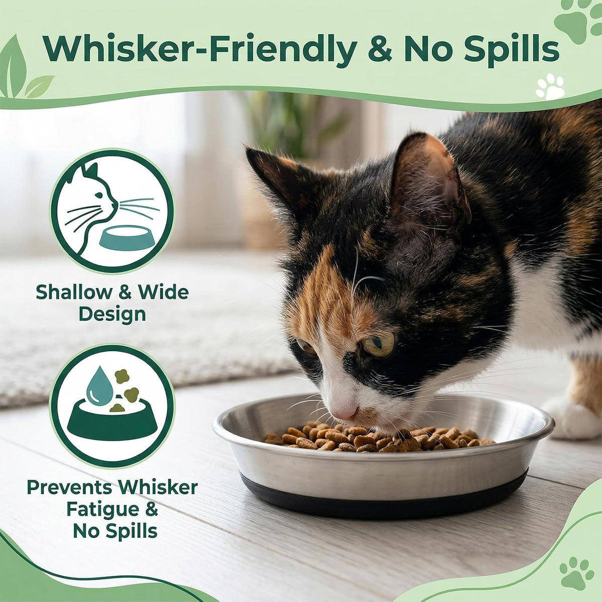 4 Pcs Stainless Steel Shallow Cat Bowls Heavy Duty Metal Plate