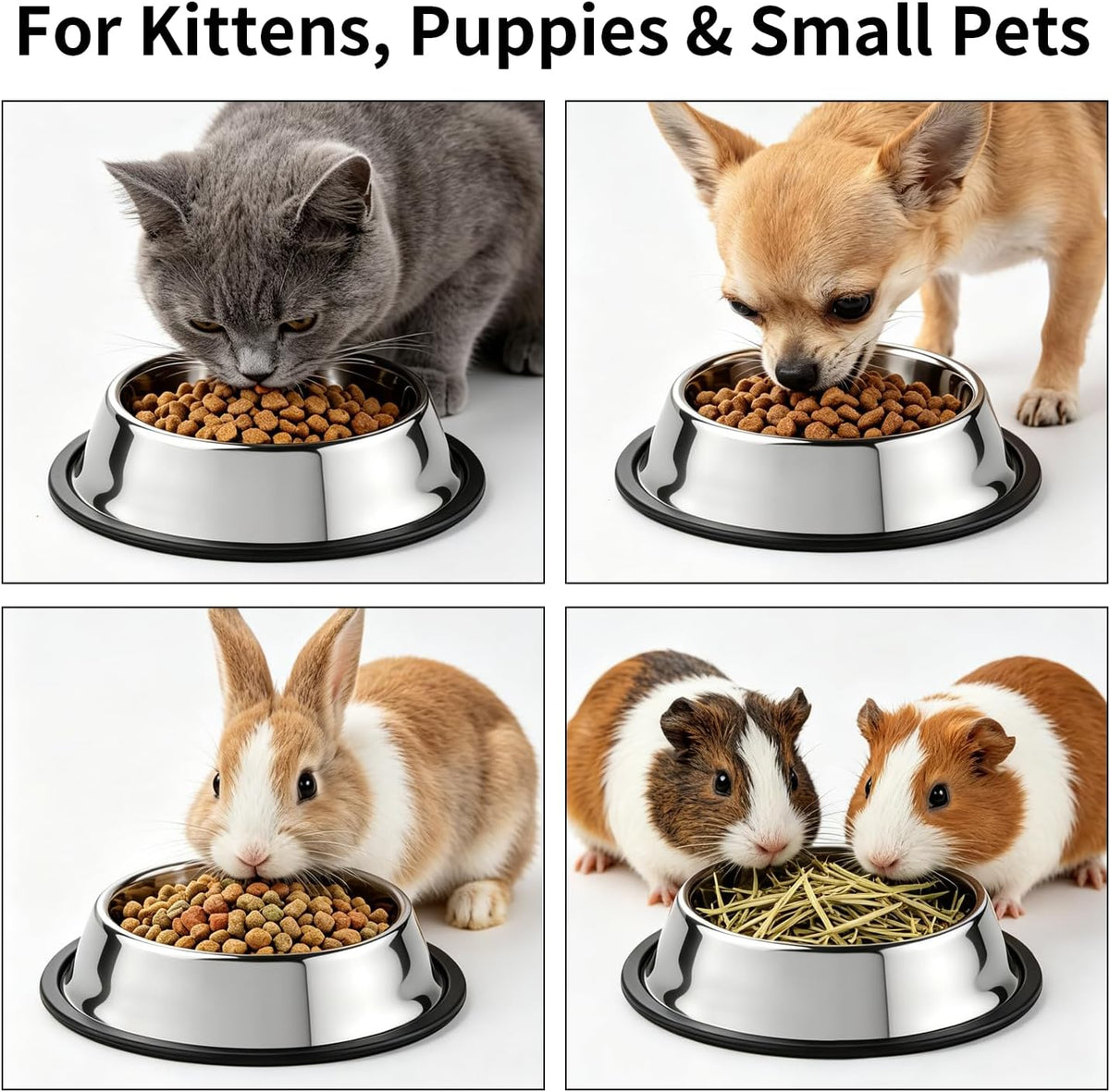 Fri4Free 2PCS 7oz Stainless Steel Non-Slip Small Cat Food Bowls