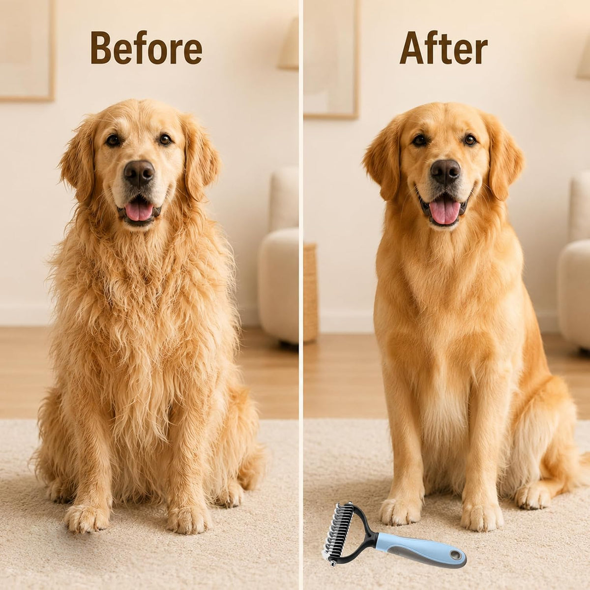 2PCS Pet Knotter for Dogs,Pet Grooming Brush, Dog Brush, Deshedding Grooming Comb Fur Brushes, Double Sided Shedding Brushes For Dogs And Cats (Blue+Pink)