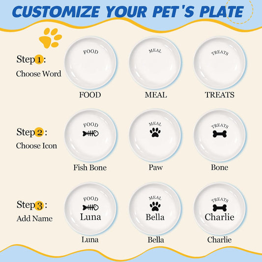 Personalized Cat Food Bowl with Name, 1 Pack Non-Slip Bottom