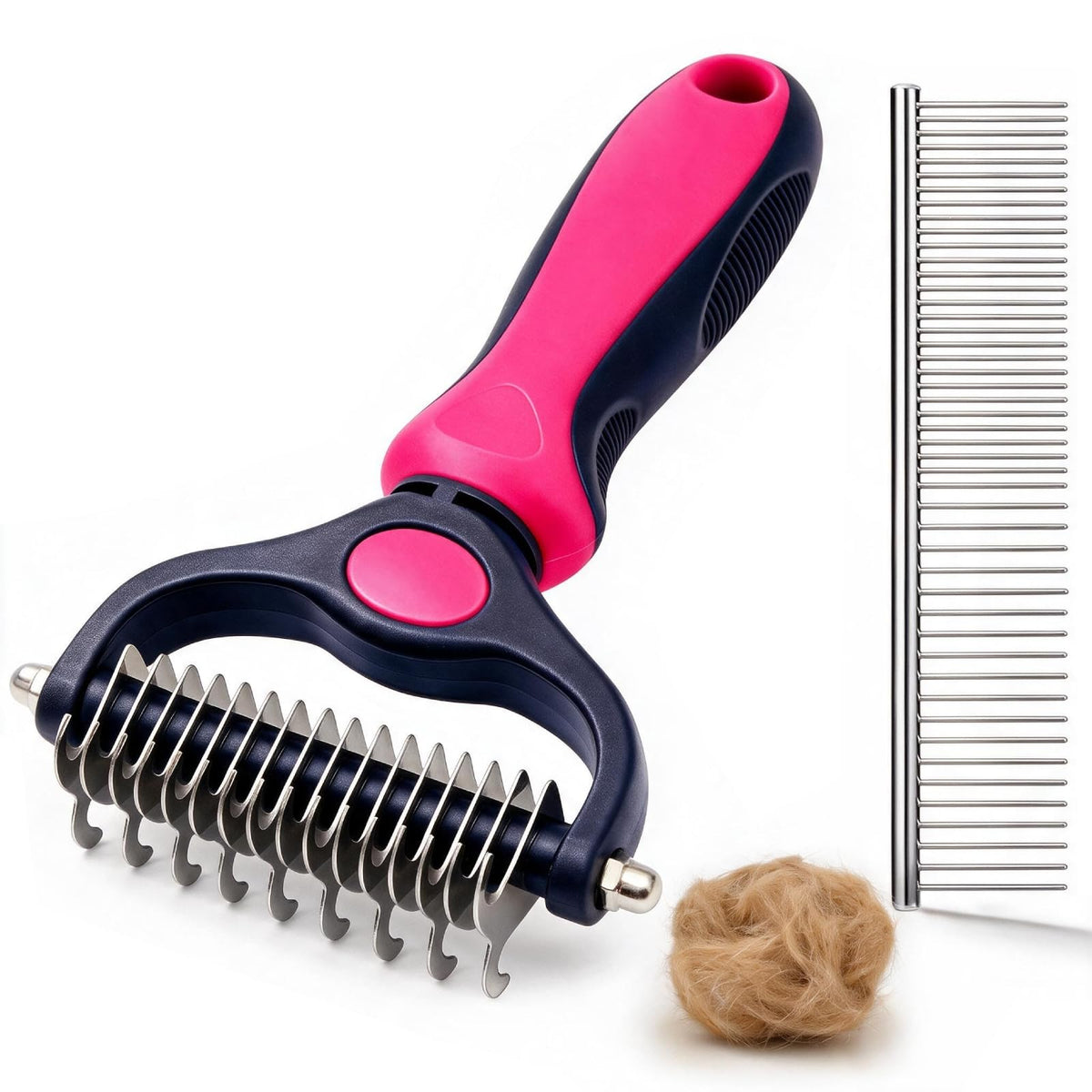Pet Grooming Comb, Deshedding Dog Brush & Undercoat Rake, Blue