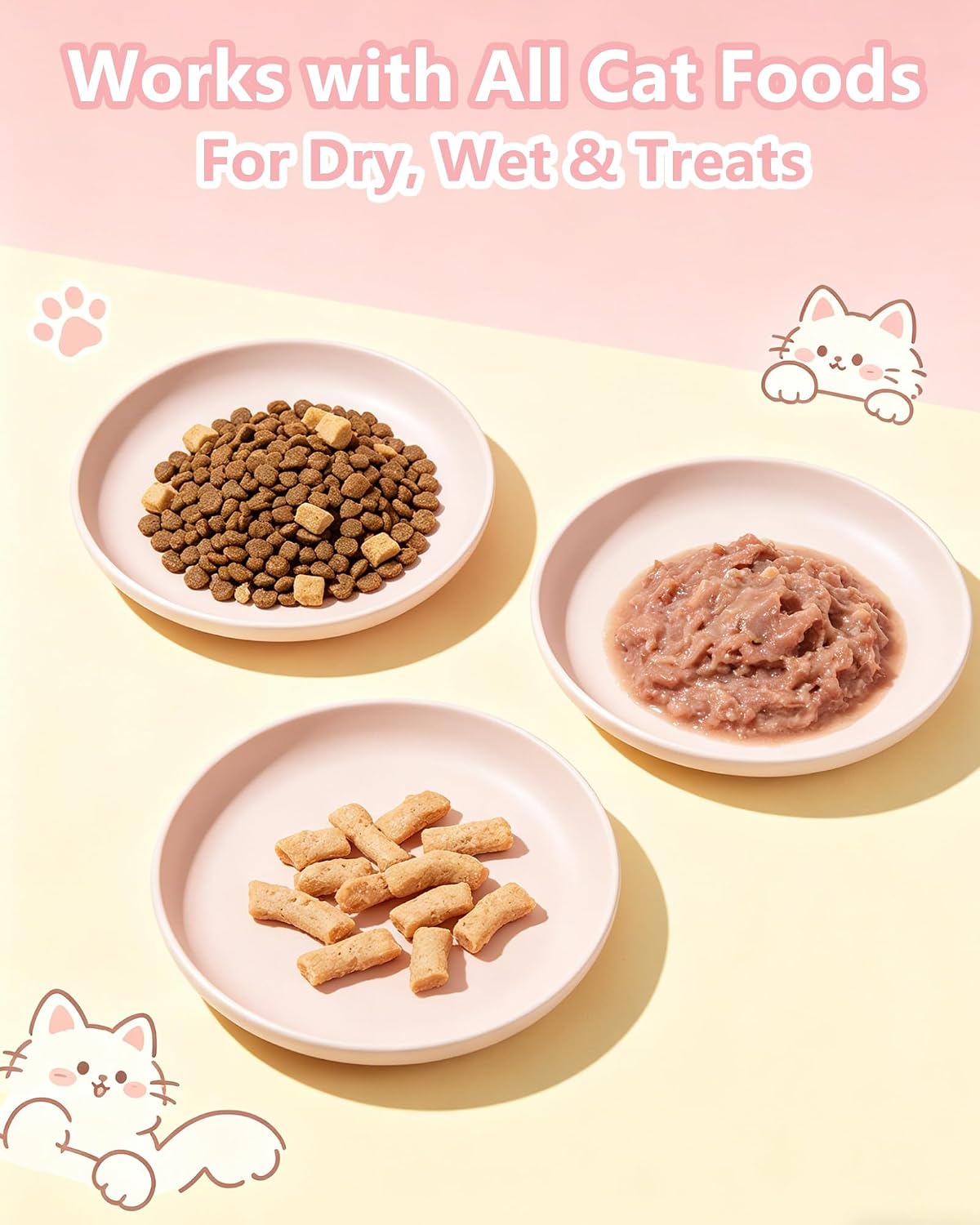 Cat Dog Bowl with Suction, 7.1" Shallow Wide Pet Bowl, 1 Pcs