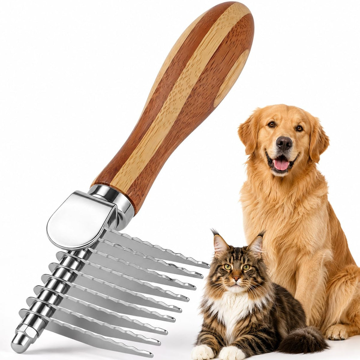 Dog Brush for Shedding & Dematting, Undercoat Rake for Long & Short Hair