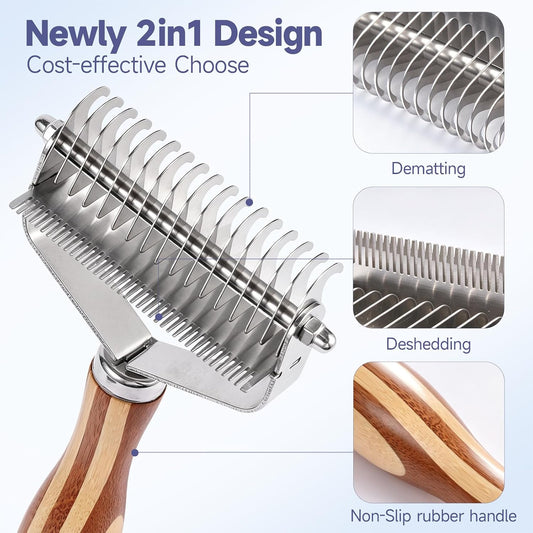 Dog Brush for Shedding & Dematting, Undercoat Rake for Long & Short Hair