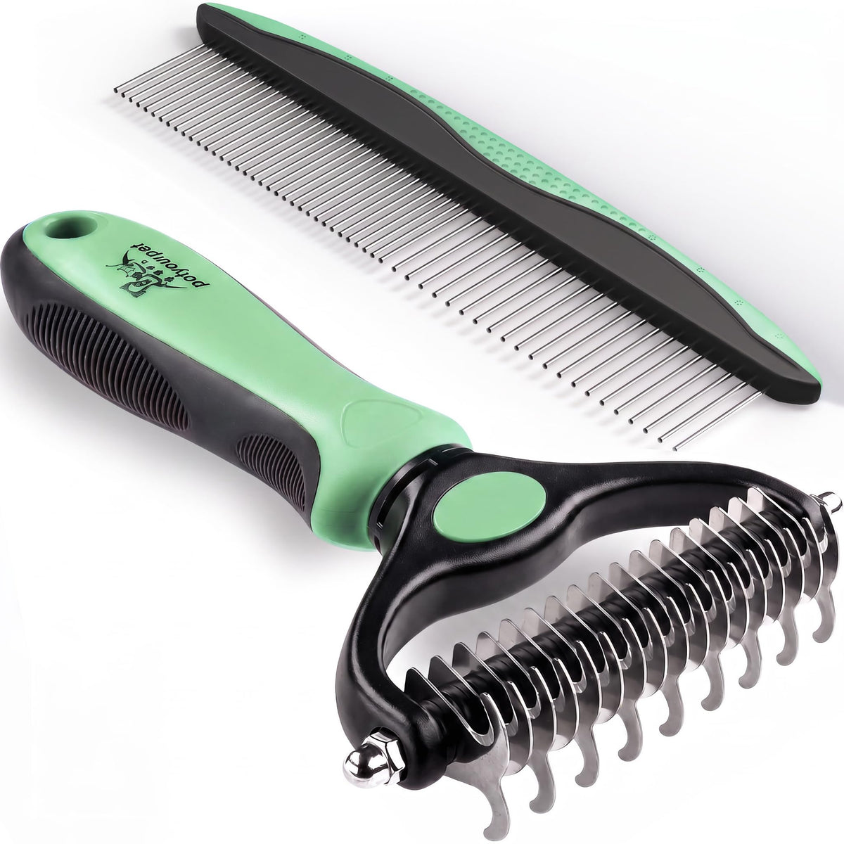 Pat Your Pet Deshedding Brush & Metal Comb Grooming Combo