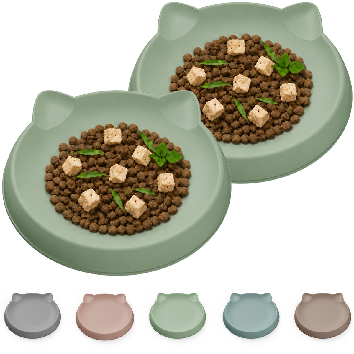 Kitten Food Bowl 2pcs Silicone Cat Bowls Plates for Wet Food