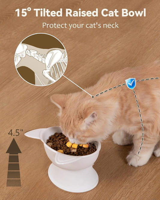 MateeyLife 2 Pack Elevated Cat Food Bowls for Indoor Cats & Kittens