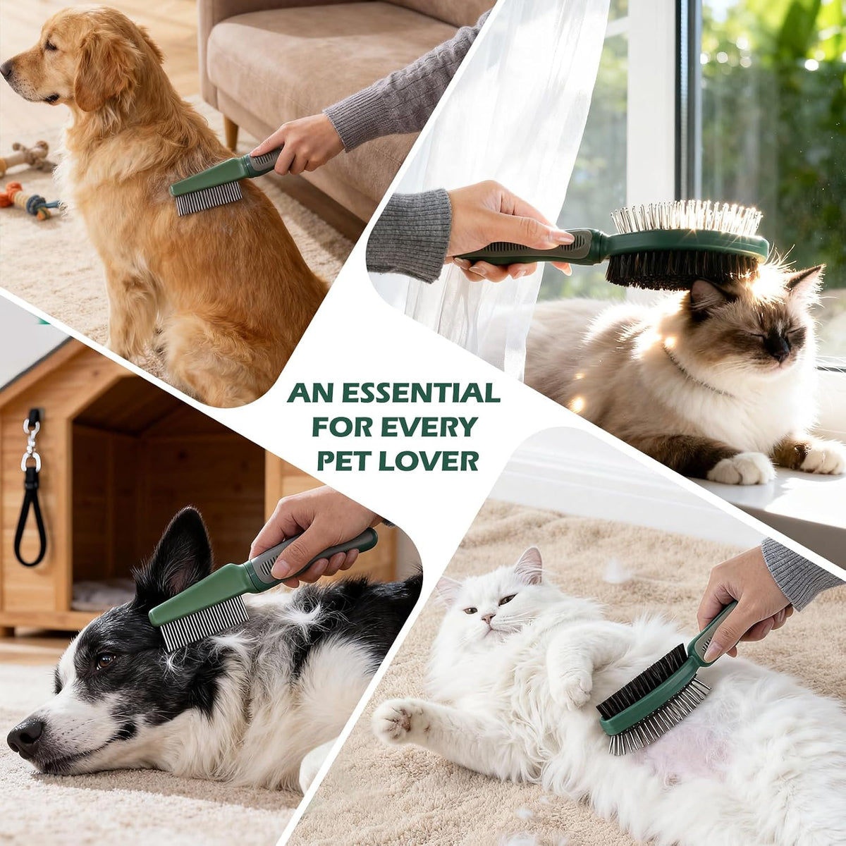 2PCS Pet Grooming Brush and Deshedding Comb Tools for Dogs Cats