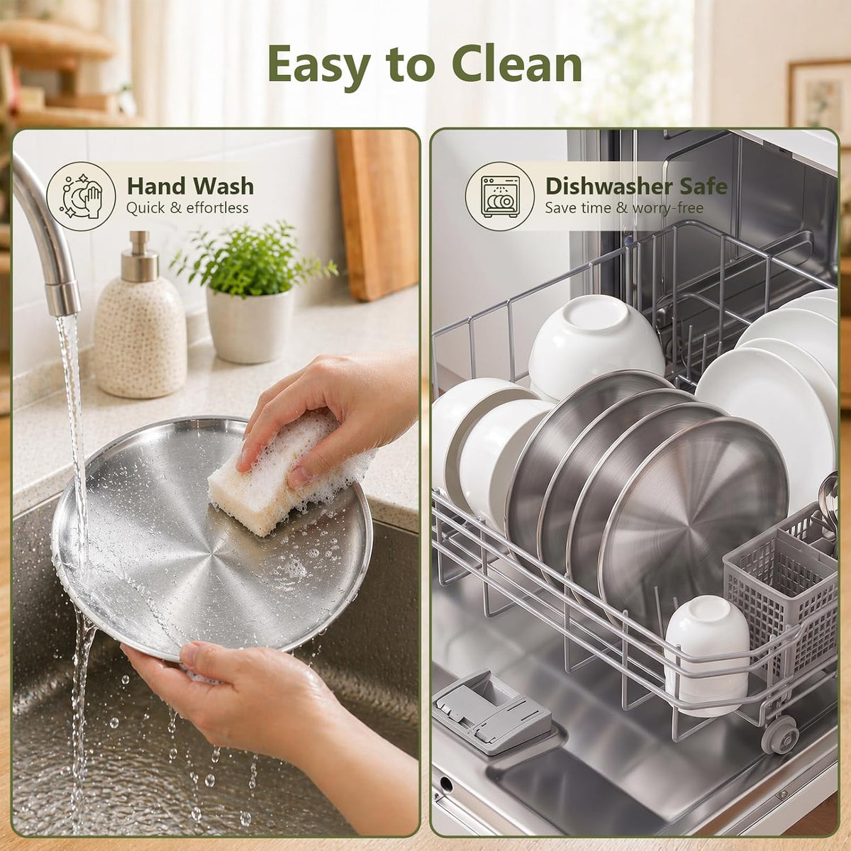 ChefBee 4PCS 6.7" Stainless Steel Shallow Cat Bowls, Whisker Friendly