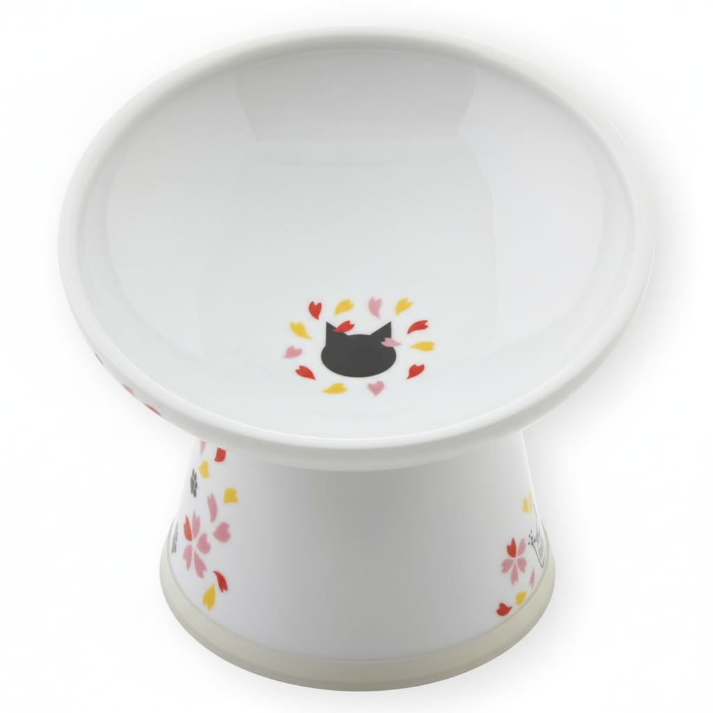 Necoichi Ceramic Extra-Wide Elevated Cat Food Bowl (Cat, Extra Wide)