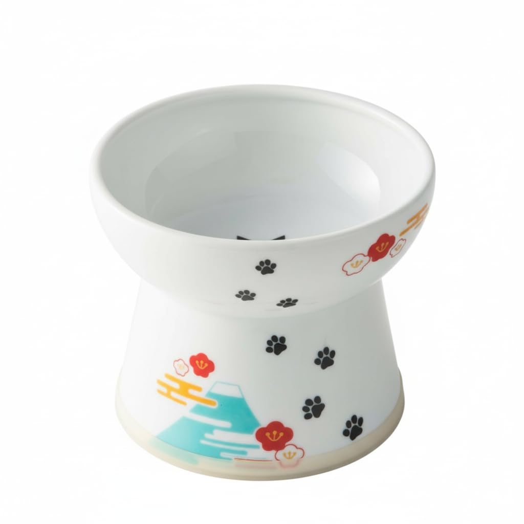 Necoichi Ceramic Extra-Wide Elevated Cat Food Bowl (Cat, Extra Wide)