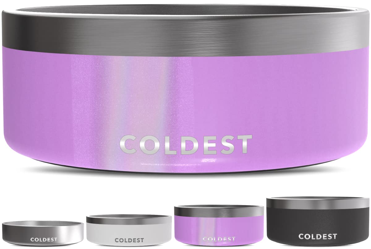 Coldest Dog Bowl - Anti Rust Metal, Non Slip, 3 Layers Insulated Stainless Steel Dog Bowls - Spill Proof & Heavy Duty - Water Bowl for Dogs, Cats & Pets, Dish Washer Safe (21 oz, Stealth Black)