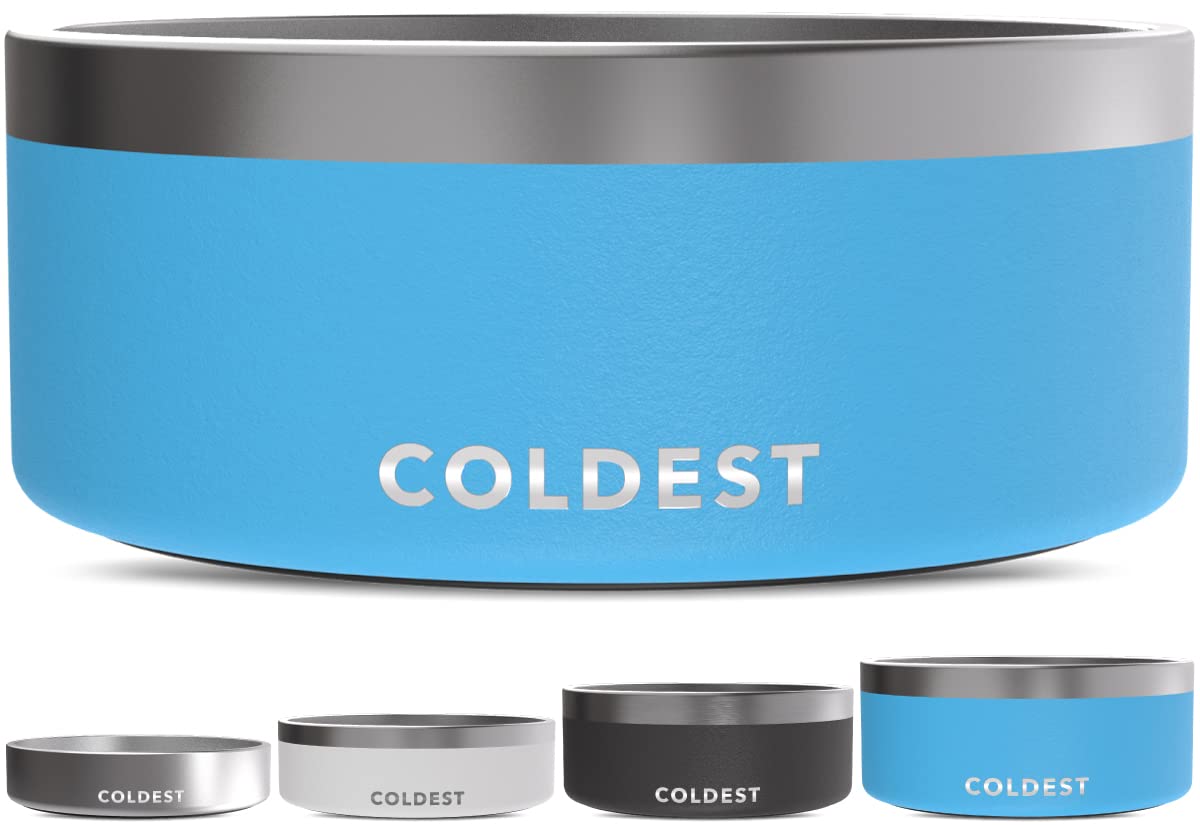 Coldest Dog Bowl - Anti Rust Metal, Non Slip, 3 Layers Insulated Stainless Steel Dog Bowls - Spill Proof & Heavy Duty - Water Bowl for Dogs, Cats & Pets, Dish Washer Safe (21 oz, Stealth Black)