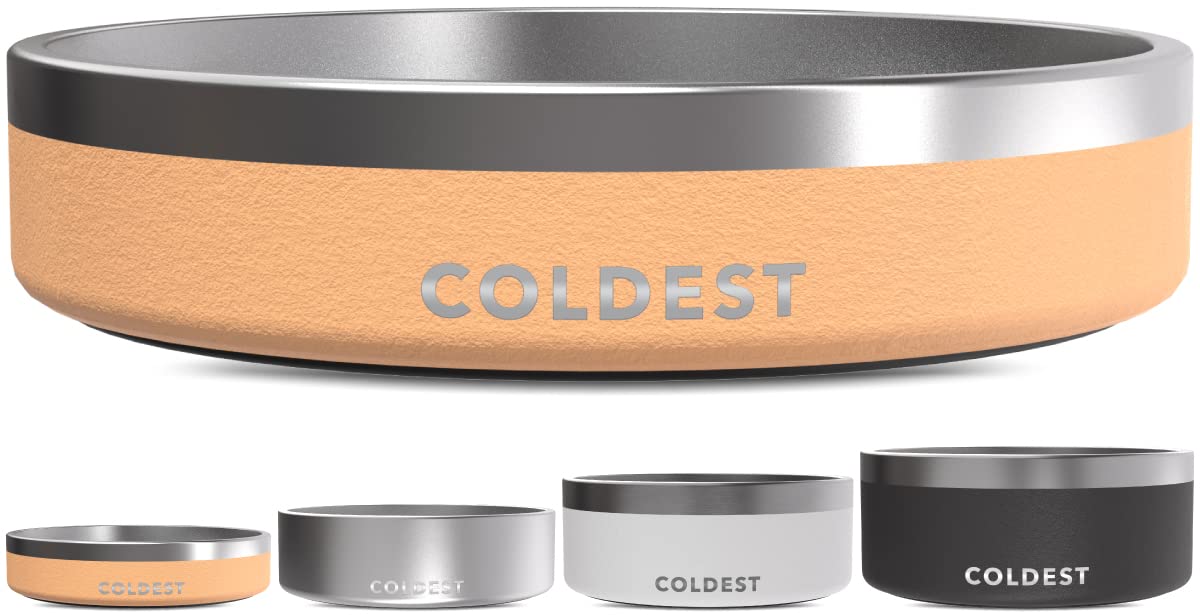 Coldest Dog Bowl - Anti Rust Metal, Non Slip, 3 Layers Insulated Stainless Steel Dog Bowls - Spill Proof & Heavy Duty - Water Bowl for Dogs, Cats & Pets, Dish Washer Safe (21 oz, Stealth Black)