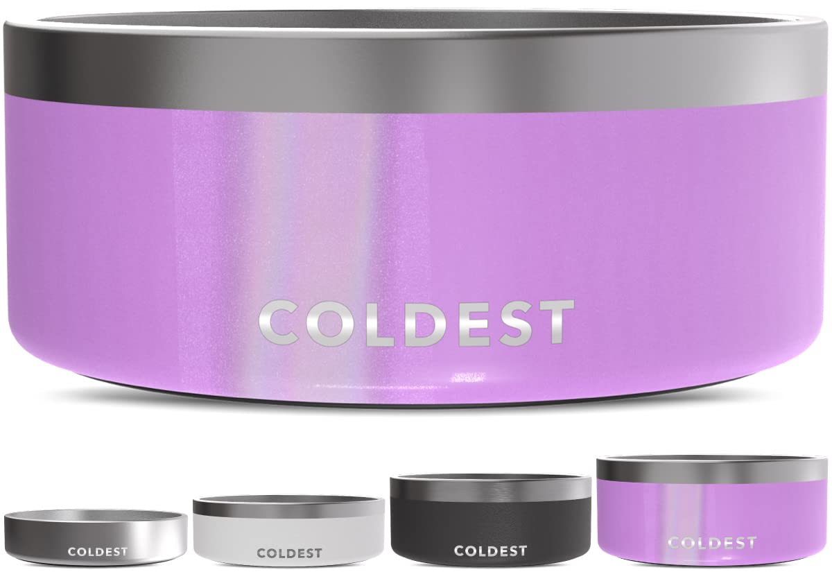 Coldest Dog Bowl - Anti Rust Metal, Non Slip, 3 Layers Insulated Stainless Steel Dog Bowls - Spill Proof & Heavy Duty - Water Bowl for Dogs, Cats & Pets, Dish Washer Safe (21 oz, Stealth Black)