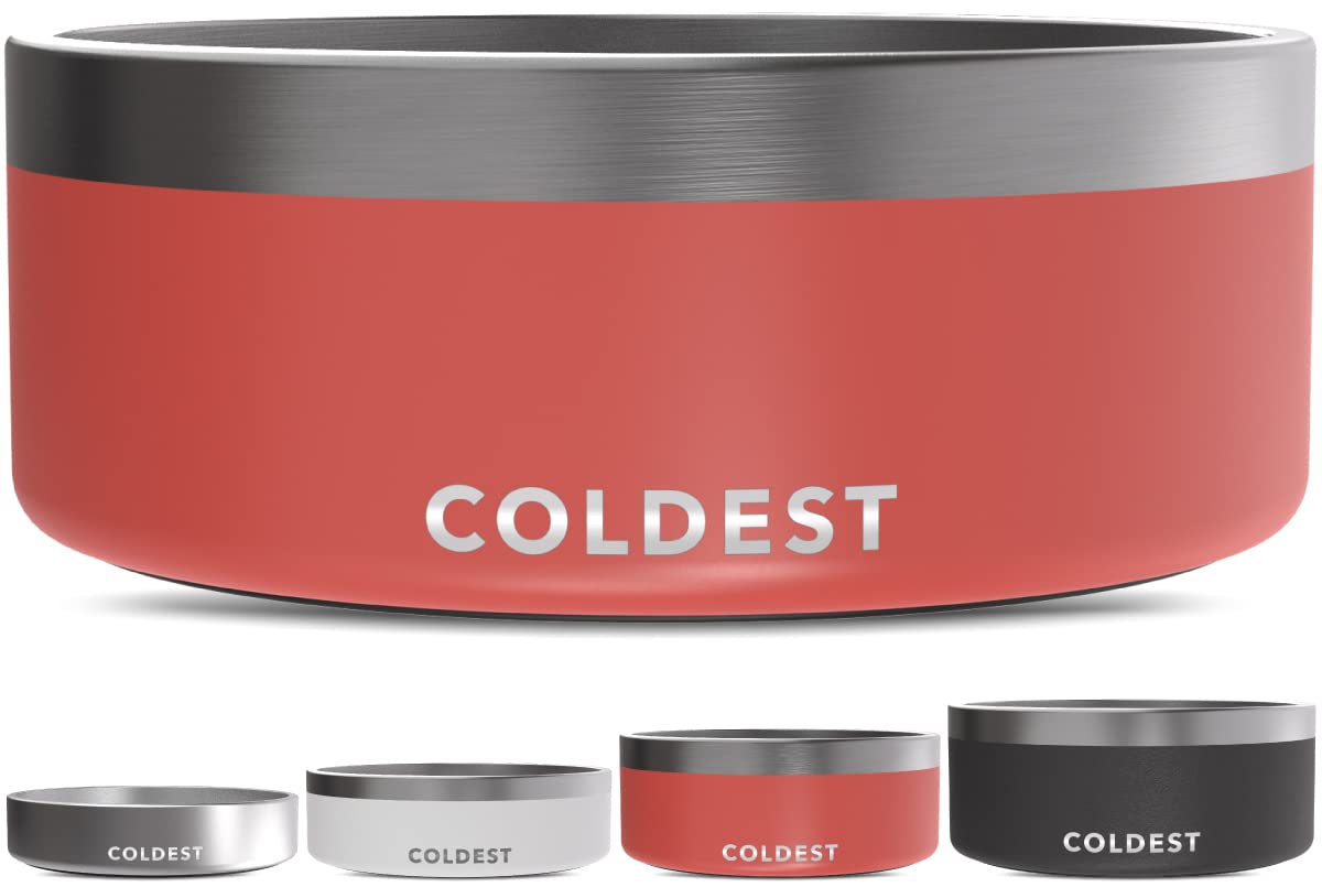 Coldest Dog Bowl - Anti Rust Metal, Non Slip, 3 Layers Insulated Stainless Steel Dog Bowls - Spill Proof & Heavy Duty - Water Bowl for Dogs, Cats & Pets, Dish Washer Safe (21 oz, Stealth Black)