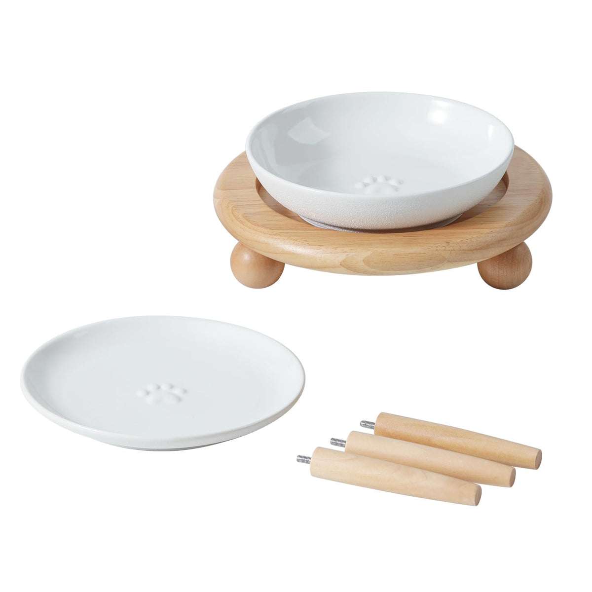 Havniva Ceramic Cat Bowls, Shallow Cat Dishes, Cat Food Plate Set of 3