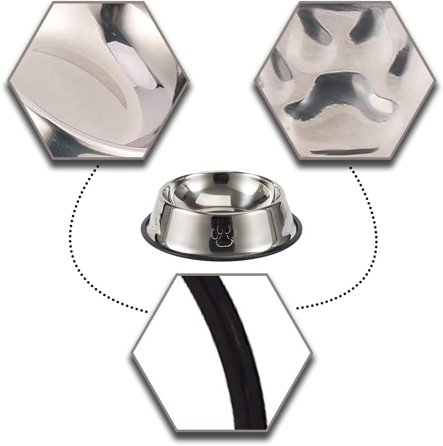 2 Pieces Cat Bowls Stainless Steel Cat Feeding Bowls Non-Slip Cat Food Bowls for Small Pet Cats and Dogs