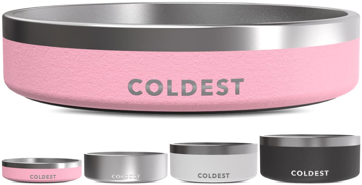 Coldest Dog Bowl - Anti Rust Metal, Non Slip, 3 Layers Insulated Stainless Steel Dog Bowls - Spill Proof & Heavy Duty - Water Bowl for Dogs, Cats & Pets, Dish Washer Safe (21 oz, Stealth Black)