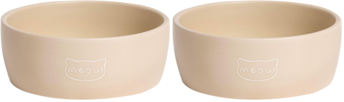 Pearhead Ceramic Cat Bowl, Holds 12 oz, Navy Blue “Paws Off” Design