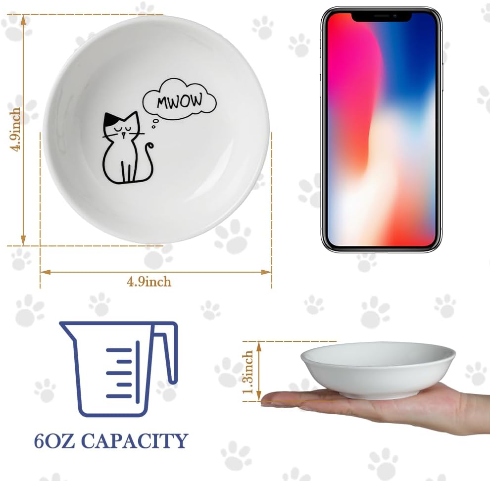 HAPPY KIT 2pcs Little Cat Bowls, 5Inch Cat Food Bowl for Indoor Cats