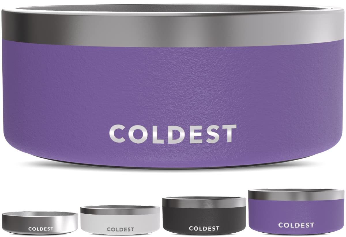Coldest Dog Bowl - Anti Rust Metal, Non Slip, 3 Layers Insulated Stainless Steel Dog Bowls - Spill Proof & Heavy Duty - Water Bowl for Dogs, Cats & Pets, Dish Washer Safe (21 oz, Stealth Black)