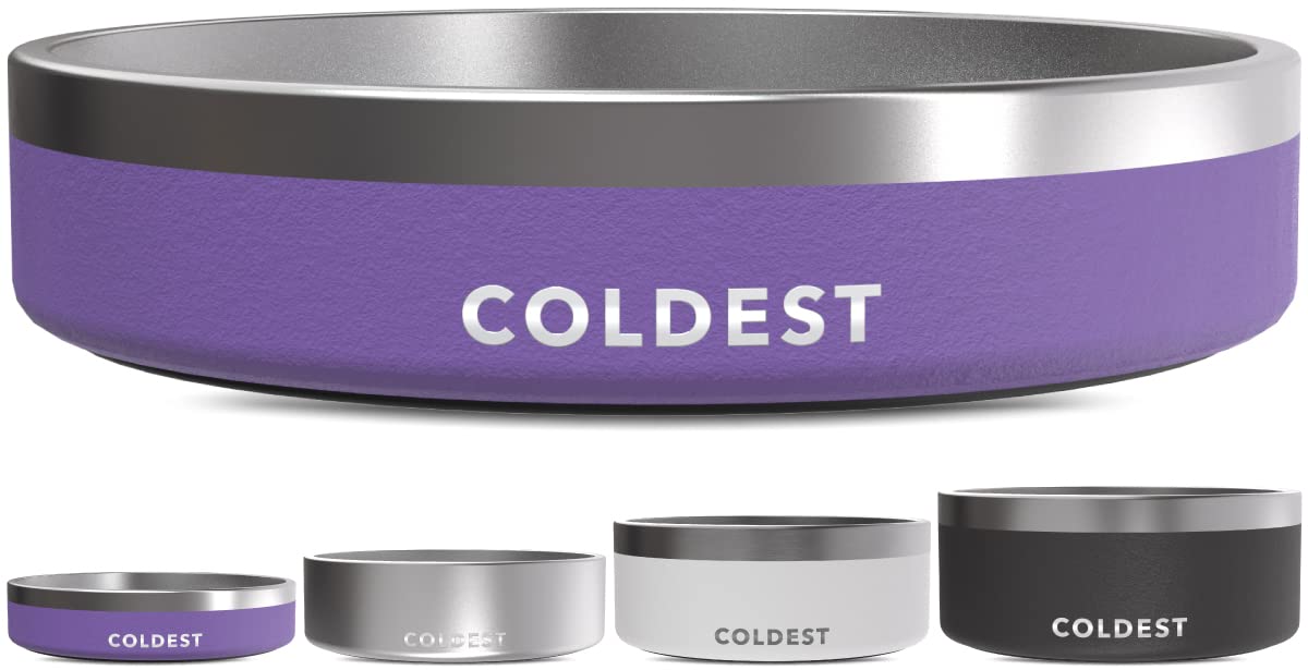 Coldest Dog Bowl - Anti Rust Metal, Non Slip, 3 Layers Insulated Stainless Steel Dog Bowls - Spill Proof & Heavy Duty - Water Bowl for Dogs, Cats & Pets, Dish Washer Safe (21 oz, Stealth Black)