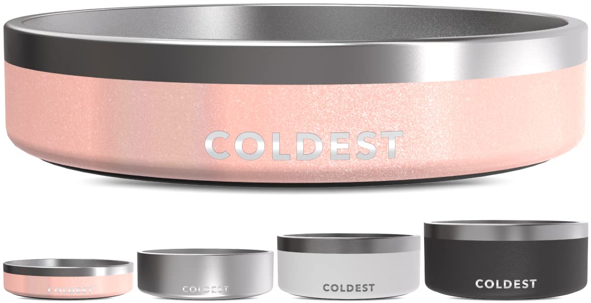 Coldest Dog Bowl - Anti Rust Metal, Non Slip, 3 Layers Insulated Stainless Steel Dog Bowls - Spill Proof & Heavy Duty - Water Bowl for Dogs, Cats & Pets, Dish Washer Safe (21 oz, Stealth Black)