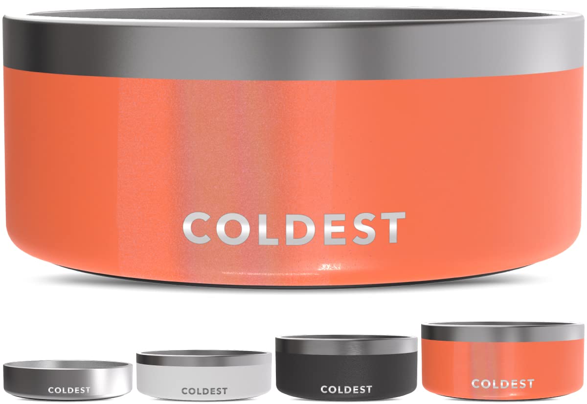 Coldest Dog Bowl - Anti Rust Metal, Non Slip, 3 Layers Insulated Stainless Steel Dog Bowls - Spill Proof & Heavy Duty - Water Bowl for Dogs, Cats & Pets, Dish Washer Safe (21 oz, Stealth Black)