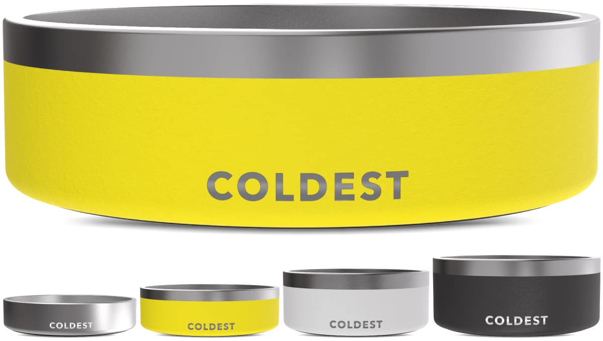 Coldest Dog Bowl - Anti Rust Metal, Non Slip, 3 Layers Insulated Stainless Steel Dog Bowls - Spill Proof & Heavy Duty - Water Bowl for Dogs, Cats & Pets, Dish Washer Safe (21 oz, Stealth Black)