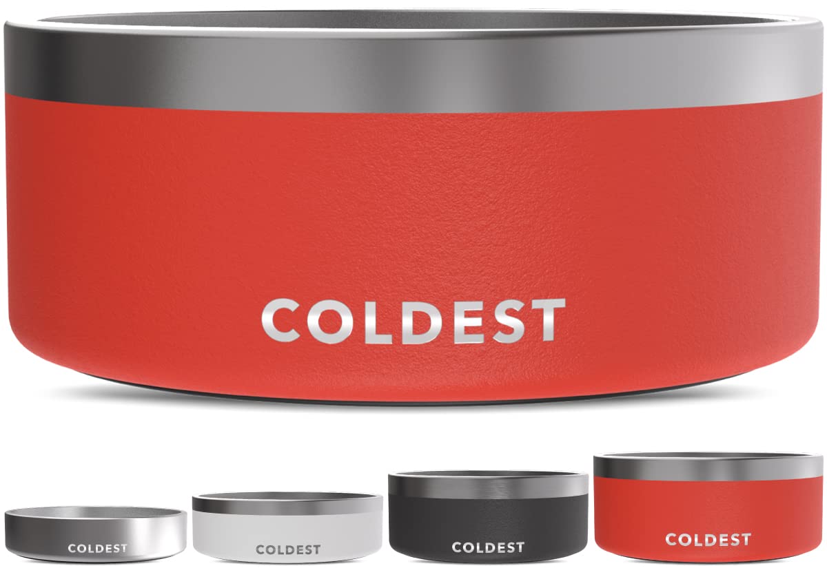 Coldest Dog Bowl - Anti Rust Metal, Non Slip, 3 Layers Insulated Stainless Steel Dog Bowls - Spill Proof & Heavy Duty - Water Bowl for Dogs, Cats & Pets, Dish Washer Safe (21 oz, Stealth Black)