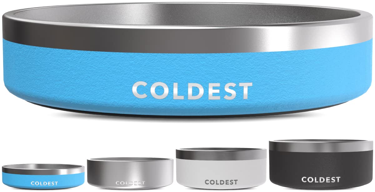 Coldest Dog Bowl - Anti Rust Metal, Non Slip, 3 Layers Insulated Stainless Steel Dog Bowls - Spill Proof & Heavy Duty - Water Bowl for Dogs, Cats & Pets, Dish Washer Safe (21 oz, Stealth Black)