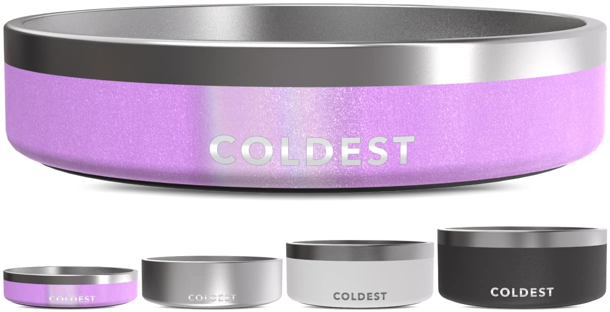 Coldest Dog Bowl - Anti Rust Metal, Non Slip, 3 Layers Insulated Stainless Steel Dog Bowls - Spill Proof & Heavy Duty - Water Bowl for Dogs, Cats & Pets, Dish Washer Safe (21 oz, Stealth Black)