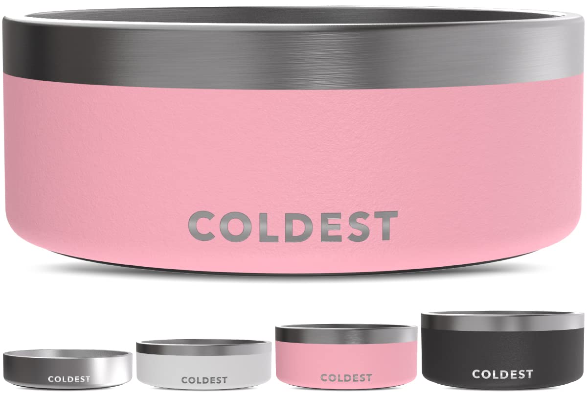 Coldest Dog Bowl - Anti Rust Metal, Non Slip, 3 Layers Insulated Stainless Steel Dog Bowls - Spill Proof & Heavy Duty - Water Bowl for Dogs, Cats & Pets, Dish Washer Safe (21 oz, Stealth Black)