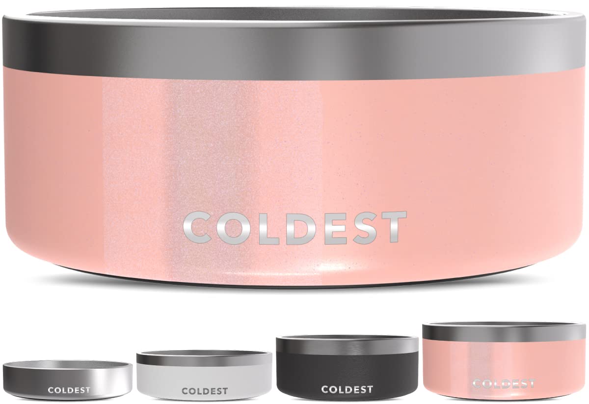 Coldest Dog Bowl - Anti Rust Metal, Non Slip, 3 Layers Insulated Stainless Steel Dog Bowls - Spill Proof & Heavy Duty - Water Bowl for Dogs, Cats & Pets, Dish Washer Safe (21 oz, Stealth Black)
