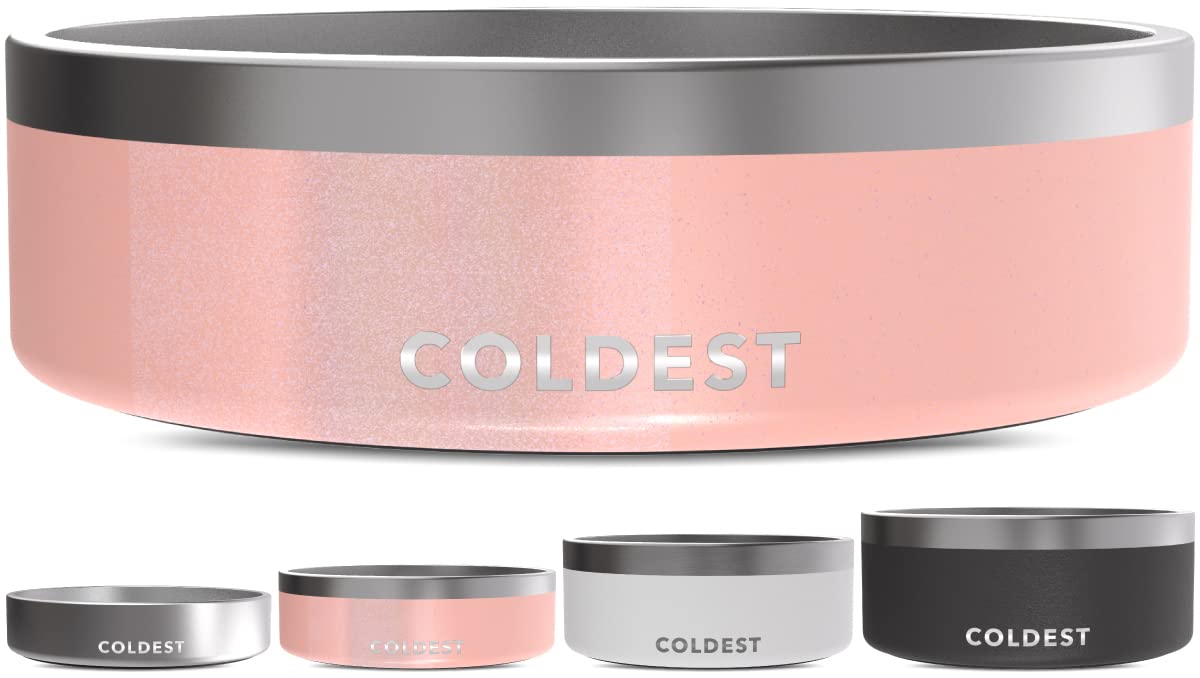 Coldest Dog Bowl - Anti Rust Metal, Non Slip, 3 Layers Insulated Stainless Steel Dog Bowls - Spill Proof & Heavy Duty - Water Bowl for Dogs, Cats & Pets, Dish Washer Safe (21 oz, Stealth Black)