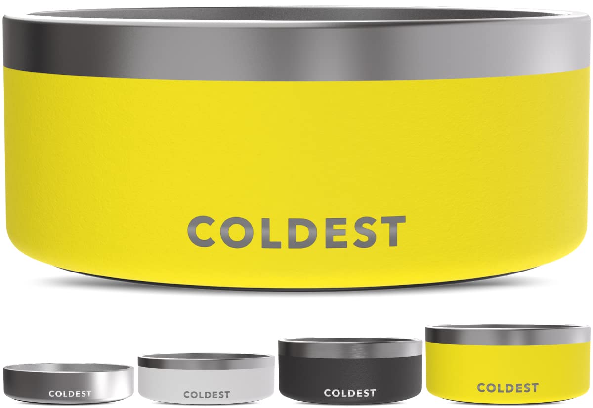 Coldest Dog Bowl - Anti Rust Metal, Non Slip, 3 Layers Insulated Stainless Steel Dog Bowls - Spill Proof & Heavy Duty - Water Bowl for Dogs, Cats & Pets, Dish Washer Safe (21 oz, Stealth Black)