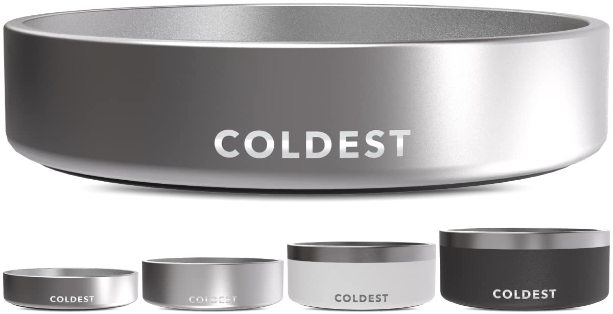 Coldest Dog Bowl - Anti Rust Metal, Non Slip, 3 Layers Insulated Stainless Steel Dog Bowls - Spill Proof & Heavy Duty - Water Bowl for Dogs, Cats & Pets, Dish Washer Safe (21 oz, Stealth Black)