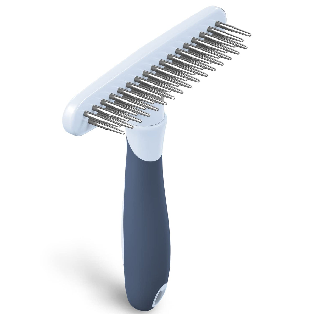 DOGI Deshedding Brush - Undercoat Rake for Dogs, Cats, Matted, Short, Long Hair Coats - Double Row Stainless Steel Pins - Reduce Shedding by 90% (Blue)