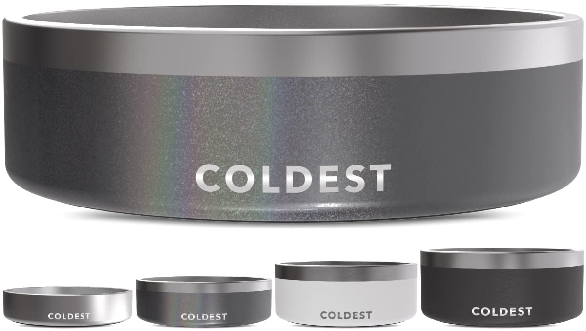 Coldest Dog Bowl - Anti Rust Metal, Non Slip, 3 Layers Insulated Stainless Steel Dog Bowls - Spill Proof & Heavy Duty - Water Bowl for Dogs, Cats & Pets, Dish Washer Safe (21 oz, Stealth Black)