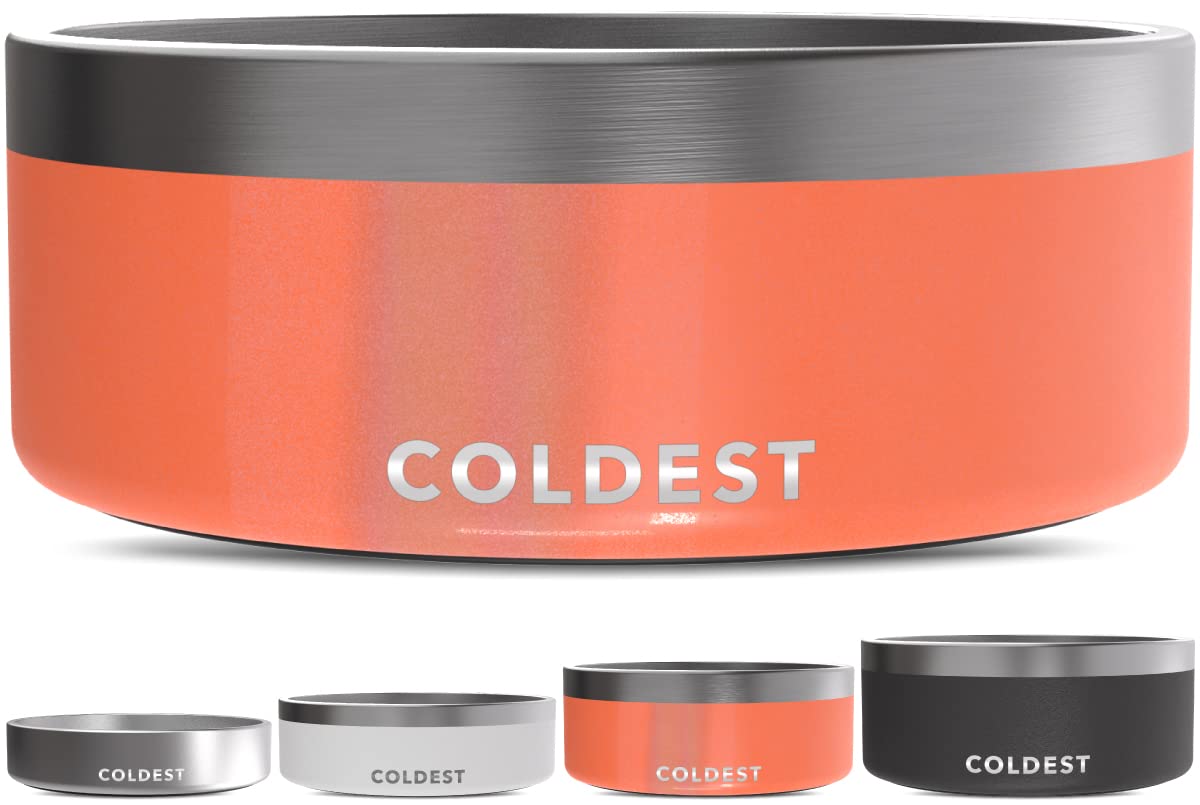 Coldest Dog Bowl - Anti Rust Metal, Non Slip, 3 Layers Insulated Stainless Steel Dog Bowls - Spill Proof & Heavy Duty - Water Bowl for Dogs, Cats & Pets, Dish Washer Safe (21 oz, Stealth Black)