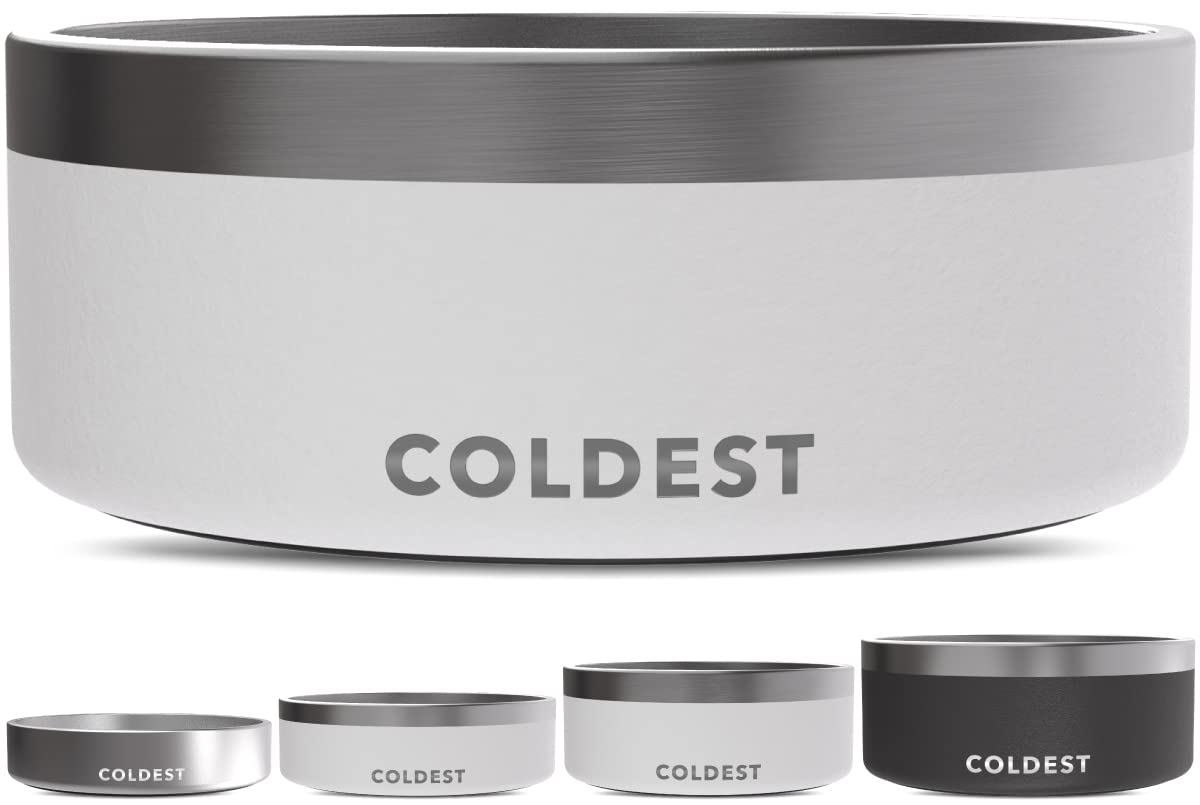 Coldest Dog Bowl - Anti Rust Metal, Non Slip, 3 Layers Insulated Stainless Steel Dog Bowls - Spill Proof & Heavy Duty - Water Bowl for Dogs, Cats & Pets, Dish Washer Safe (21 oz, Stealth Black)