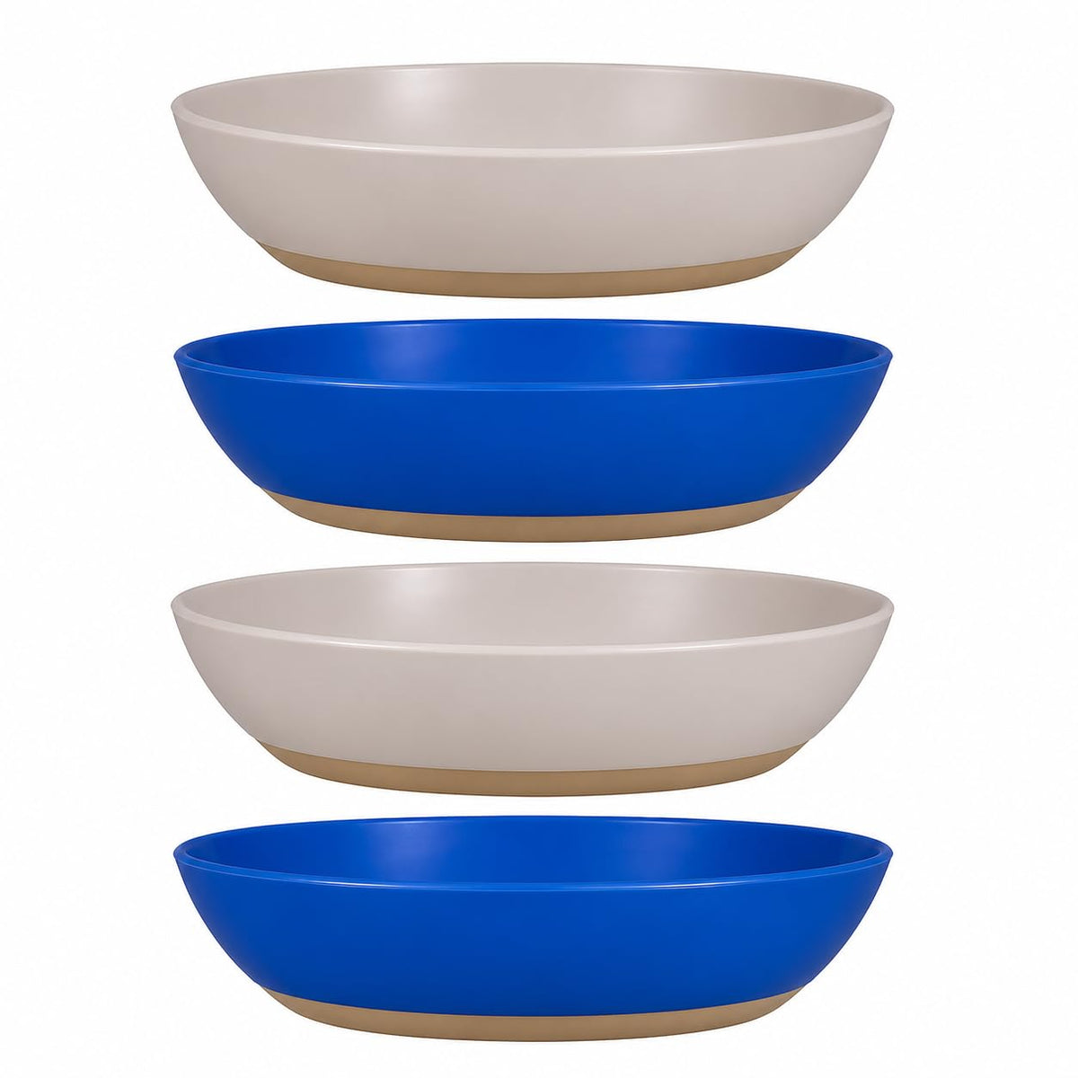 4 Pack Non-Slip Plastic Cat Bowls for Indoor Cats, Food & Water Dishes for Kittens, Puppies & Small Pets, Anti-Skid Rubber Base, Gray & Blue, Easy to Clean (Grey and Blue)