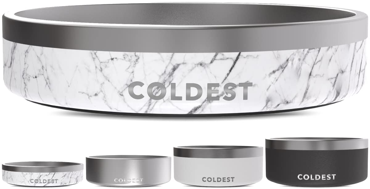 Coldest Dog Bowl - Anti Rust Metal, Non Slip, 3 Layers Insulated Stainless Steel Dog Bowls - Spill Proof & Heavy Duty - Water Bowl for Dogs, Cats & Pets, Dish Washer Safe (21 oz, Stealth Black)