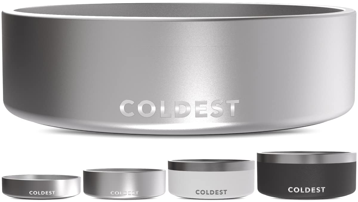 Coldest Dog Bowl - Anti Rust Metal, Non Slip, 3 Layers Insulated Stainless Steel Dog Bowls - Spill Proof & Heavy Duty - Water Bowl for Dogs, Cats & Pets, Dish Washer Safe (21 oz, Stealth Black)