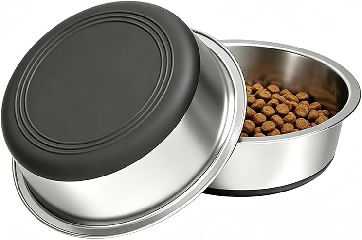 Stainless Steel Dog Bowls, 3.8 Cup, 2 Pack, Non-Slip & Durable