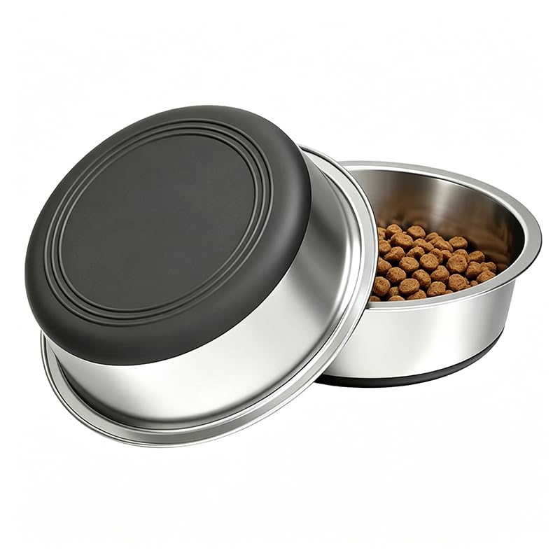 Stainless Steel Dog Bowls, 3.8 Cup, 2 Pack, Non-Slip & Durable